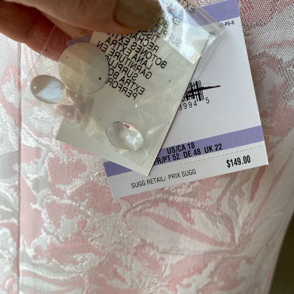 Kasper Women's Evening Coat Blazer Brocade Floral Pattern Size 18 Beaded Neck - Picture 11 of 16